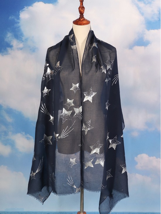 Foil Stars Print Fashion Scarf